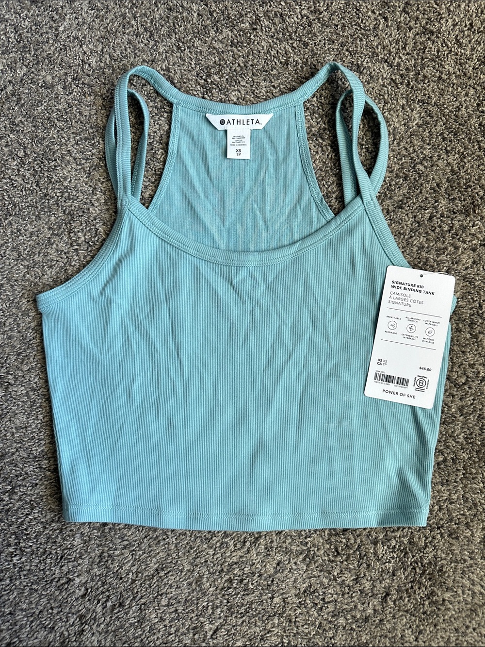 Athleta Ribbed Double-Strap Crop Tank - Teal